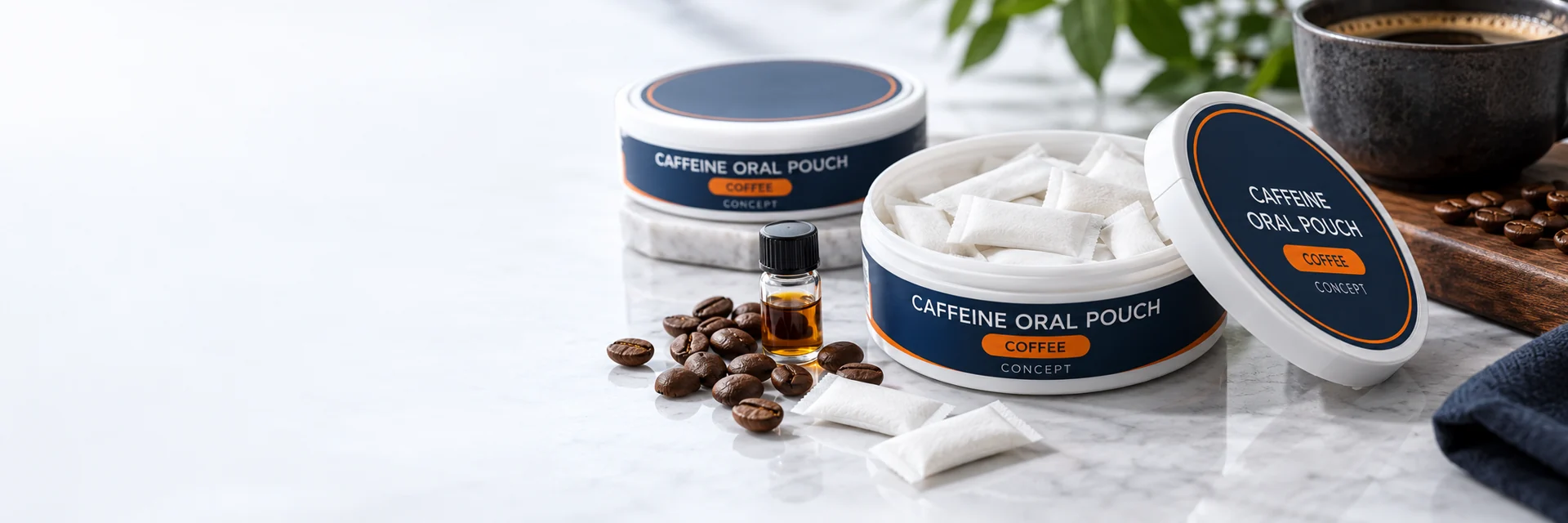 Caffeine oral pouch packaging development concept