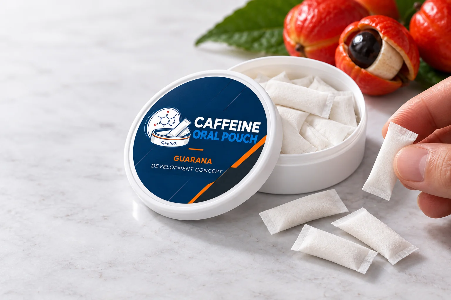 Guarana caffeine pouches private label development packaging concept