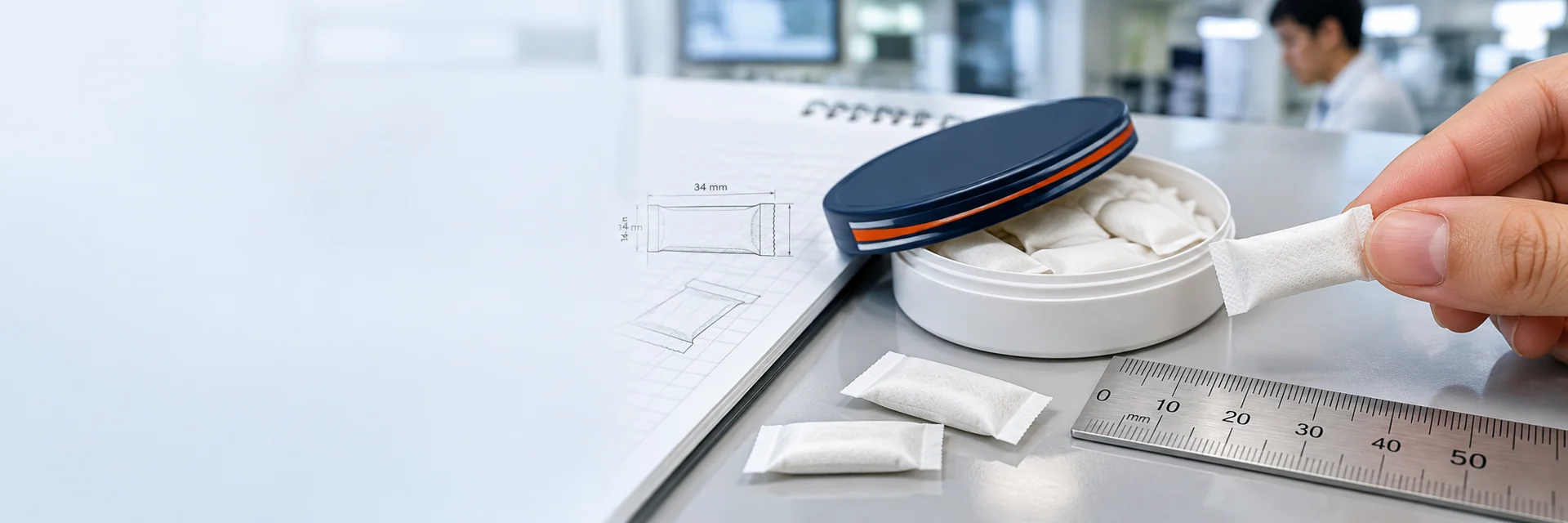 Caffeine oral pouch packaging development concept